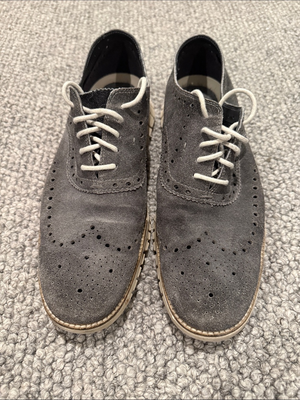 Cole Haan Gray Suede Wingtip Derby Shoes